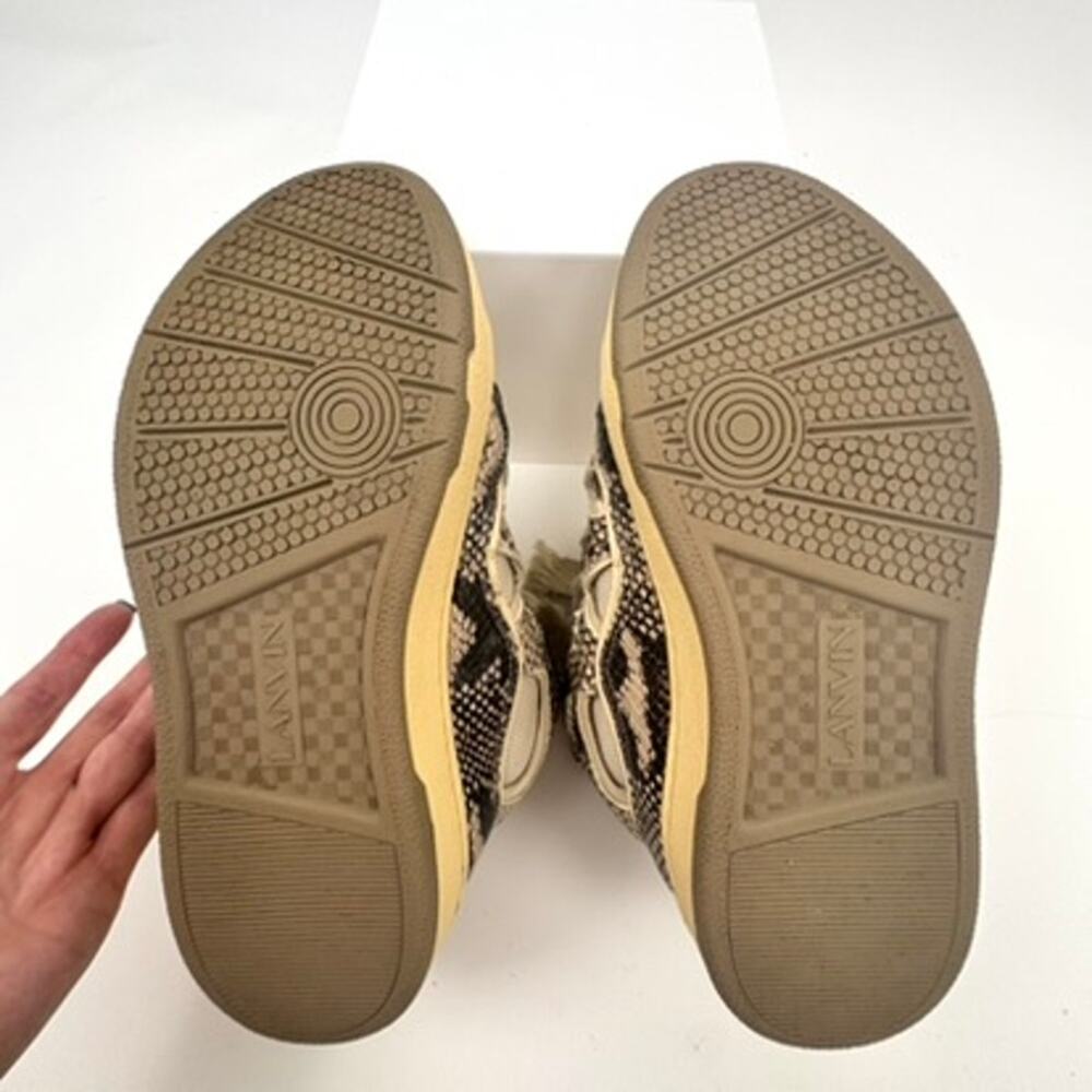 Men's Lanvin Beige Python Print Curb Sneakers Siz… - image 4